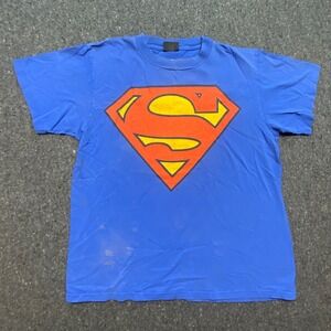 Changes Superman Graphic T Shirt L Blue Vintage 90s Skater‎ Shield Logo